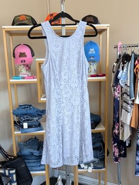 Speechless Lavender Lace Midi Dress with Scoop Neck